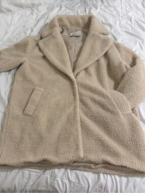 Stradivarius Plush Teddy Jacket in Cream
